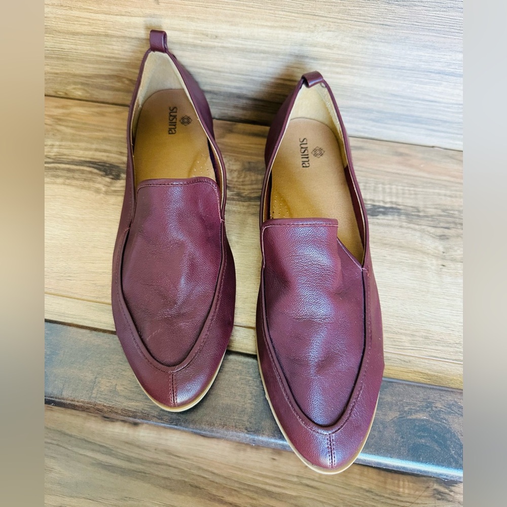 Susina Burgundy Leather Slip-On Loafers size 7.5